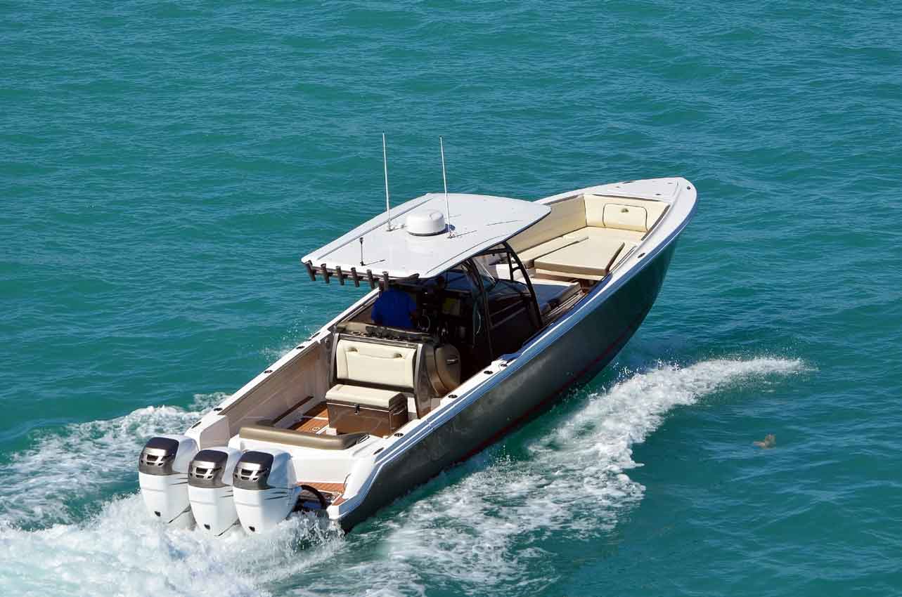 fishing boat navigating biscayne bay